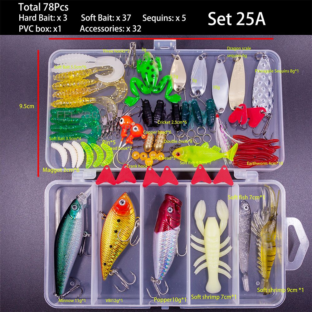 Grande Conjunto Misto de Iscas Artificiais Macias e Rígidas Kit com Minnow Biônico, Swing Metal Jig, Colher e Pesca, Opção de 12 Conjuntos