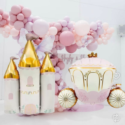 New Dream Princess Castle Pumpkin Cart Aluminum Film Balloon, Swing Bear, Children's Birthday Party Decoration Props