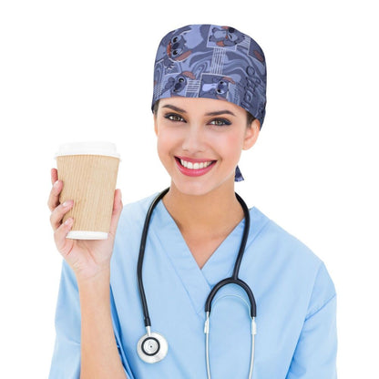 Custom Retro Cartoon Cleaning Working Cap Comfortable  Stitch Ohana Scrub Cap Surgicals Hat Nurse Scrubs Hat For Dentist