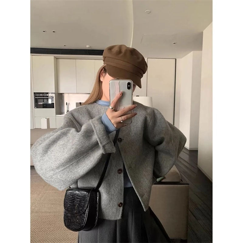 Women's Double-sided Woolen Coat 2025 Autumn Winter Fashion Elegant Femme Jacket Versatile Loose Ladies Jacket Woolen Outerwear