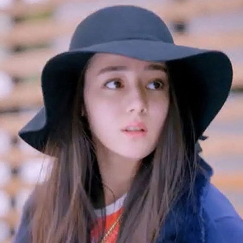 winter Hats For Women Bucket cap Soft Vintage Wide Brim Wool Felt Bowler Fedora Hat Floppy Cloche Women's Large Hat Church cap