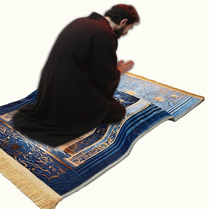Prayer Rug Living Room Prayer Mat 70*110cm Muslim Islamic Prayer Rug, Carpet Mat, Kneeling Poly Mat with Vintage Pattern, Tassel