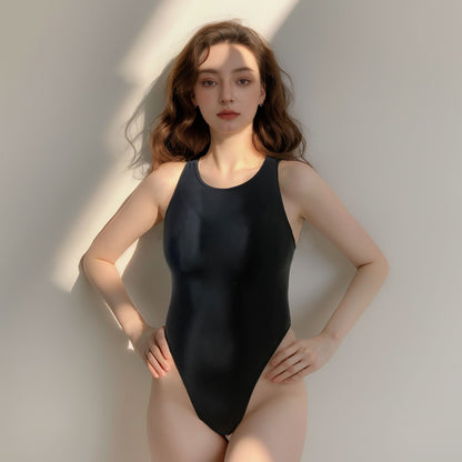 XCKNY glossiness series tights Sexy High-Cut Bikini Thong Bodysuit satin glossy swimsuit Unisex Waistcoat