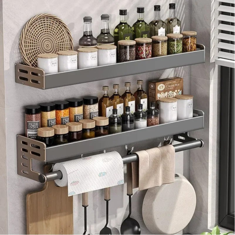 Novo Rack de Armazenamento de Cozinha Suporte para Temperos de Parede Organizador de Cozinha Doméstico Multifuncional Prateleira de Armazenamento