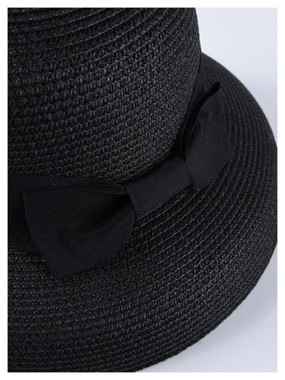 USPOP Novas chapéus de sol femininos moda laço chapéu de palha casual verão aba larga chapéu de praia feminino chapéu de verão
