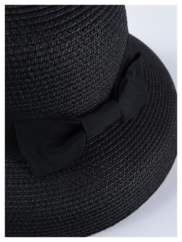 USPOP Novas chapéus de sol femininos moda laço chapéu de palha casual verão aba larga chapéu de praia feminino chapéu de verão