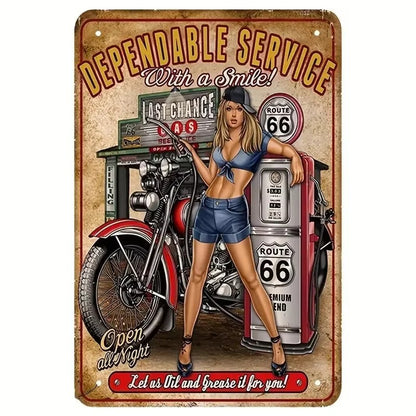 A retro Route 66 neon aluminum sign interesting Route 66 aluminum poster bar decoration restaurant decoration street decoration