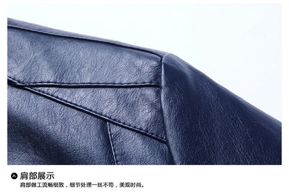 Plus Size 8XL Trendy Men's PU Leather Jacket Stand Collar Motorcycle Coat Casual Biker Jacket Men's Fashion Outerwear Streetwear