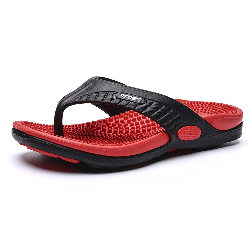Ngouxm Summer Big Size Youth Slippers Men Massage Non-Slip Cool Outside Flip Flops Breathable Thick-Soled Toe Sandals