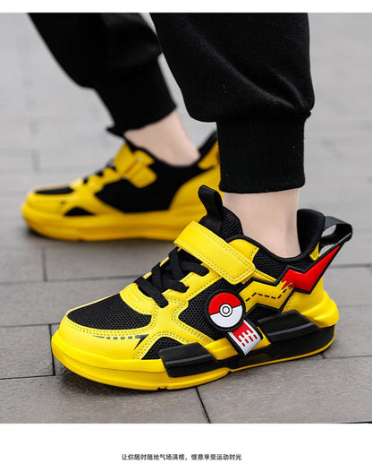 Pokemon Pikachu Children Sports Shoes Spring and autumn Fashion Anime Boy Sneakers Student Breathable Non-slip Running Shoe
