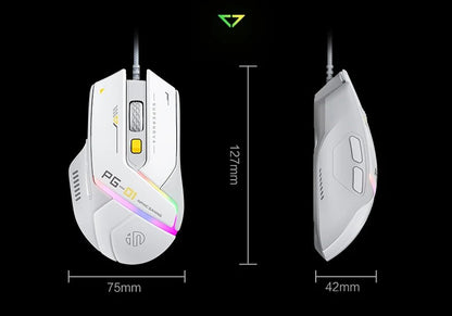 Mouse Inphic PG1 com Fio para Escritório/Jogos com 12 Efeitos de Iluminação RGB e 12800DPI, Adequado para Desktops e Laptops
