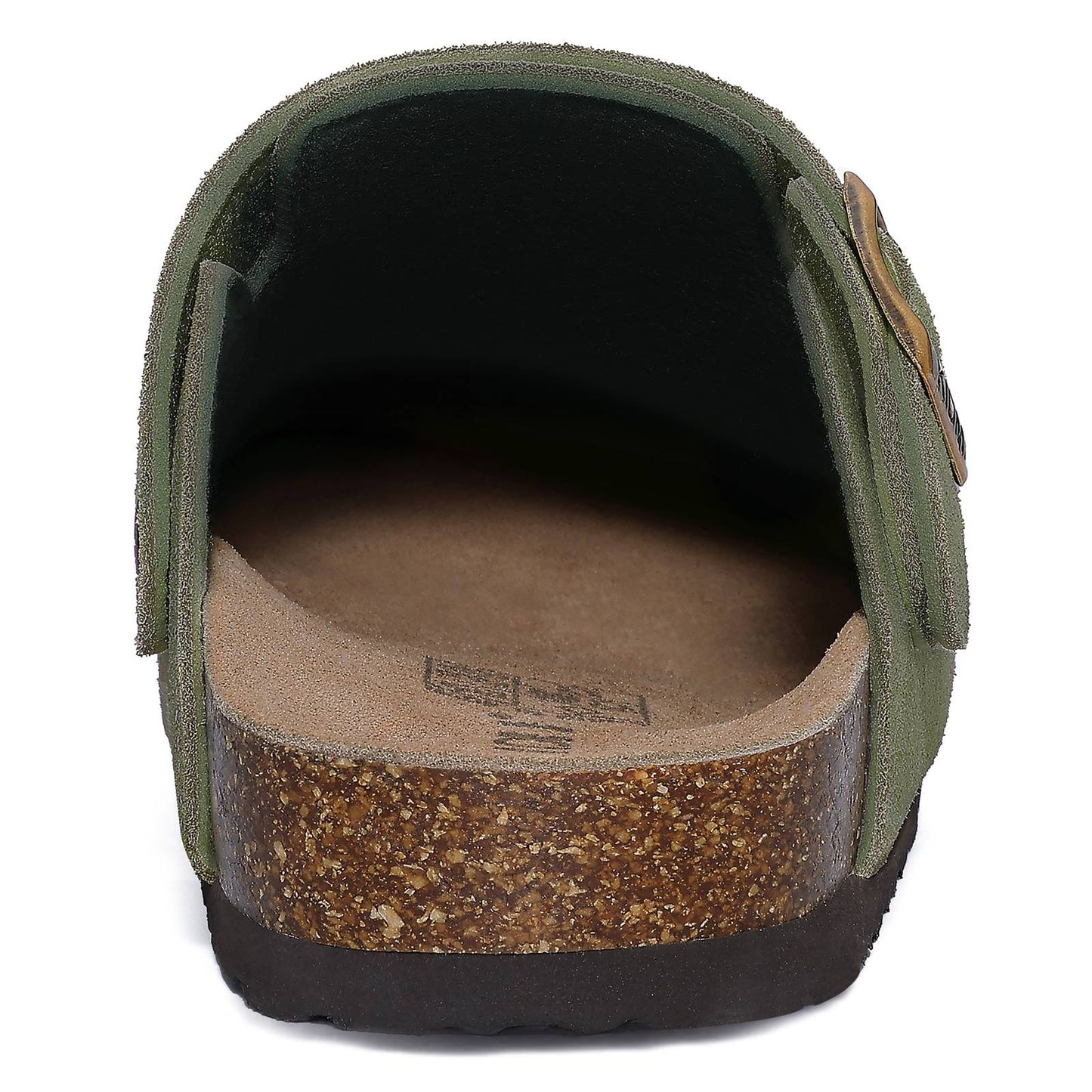 Comwarm Cow Suede Women Clogs With Adjustable Buckle Cork Footbed Leather Mules Comfort Slip on Women Slippers Summer Cork Clogs