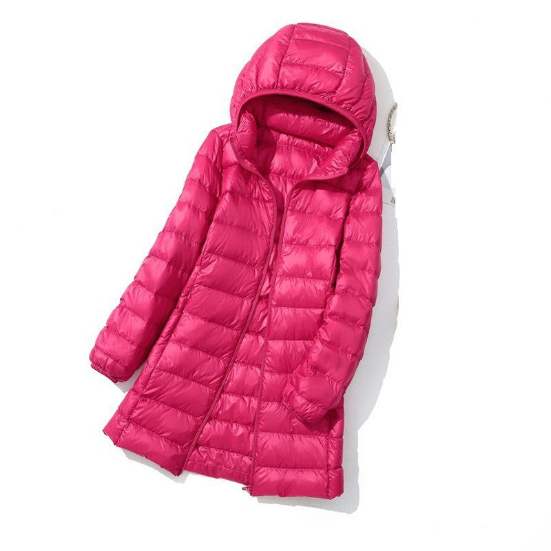 Oversized Womens Down Jackets 2023 New Arrivals  Autumn/Winter Female Long Slim Fit Hat Detachable  Skirt Coat Portable Outwear