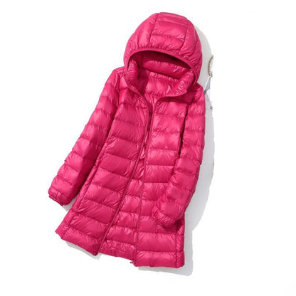 Oversized Womens Down Jackets 2023 New Arrivals  Autumn/Winter Female Long Slim Fit Hat Detachable  Skirt Coat Portable Outwear