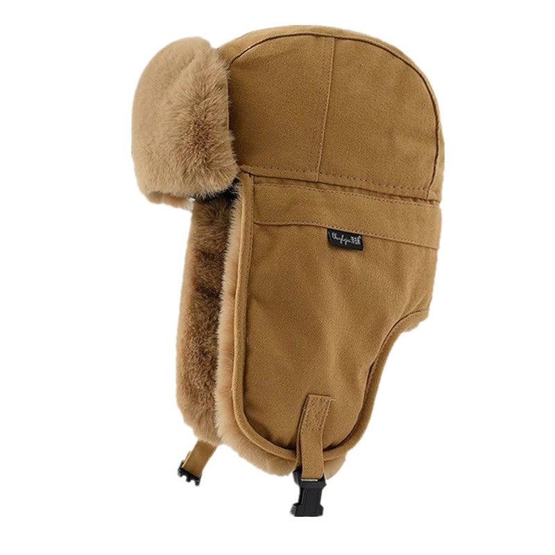 Chapéu Ushanka Feminino Coreano Simples Letras Quente À Prova De Frio Para Andar No Inverno Amantes Selvagens Protetores De Orelha Masculino