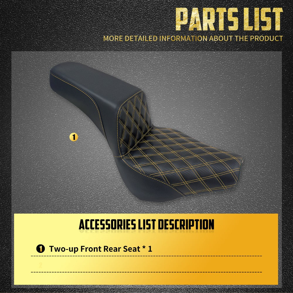 Assento Dianteiro Traseiro de Couro Preto Para Piloto e Passageiro de Moto Harley Softail Street Bob FXBB 2018-2024 2025