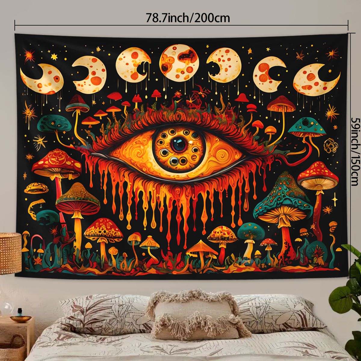 1pc Bohemian Mandala Tapestry, Retro Plant Flower psychedelic Tapestry, Hippie Style Room Decoration Wall Hanging