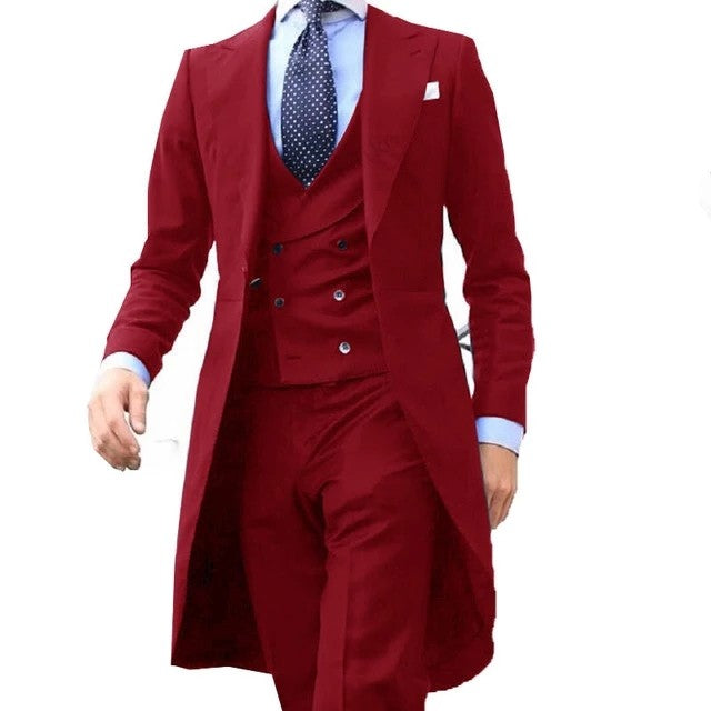 CustomizedBridegroom Formal Party Men Suits One Breasted Men's Business Suits 3 Pieces(Jacket+Pant+Vest+Tie)traje novio