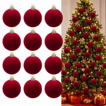 10pcs Burgundy Velvet Christmas Balls, Perfect Choice for Home Decor Tree Ornaments - Halloween, Thanksgiving, Birthday