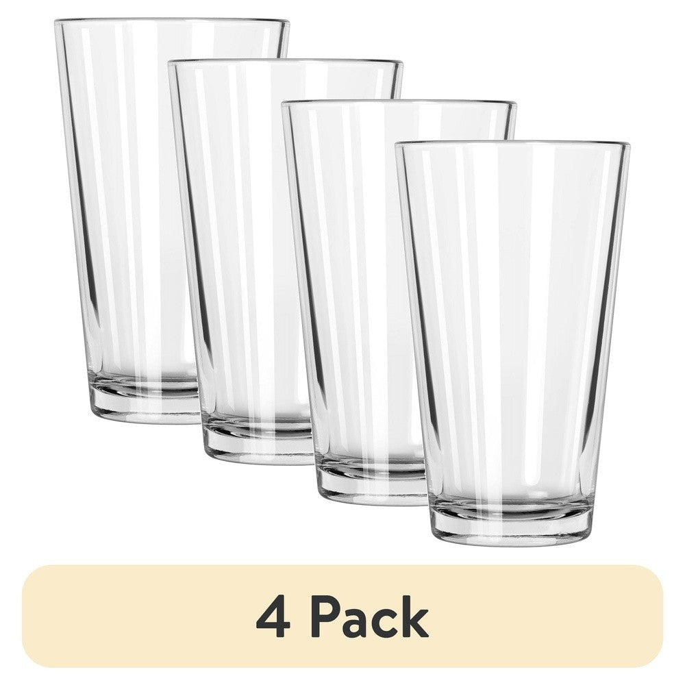 Pacote com 4 Copos de Pint de Vidro Transparente de 470ml Copos Duráveis Empilháveis para Cerveja, Leite, Água Uso Diário