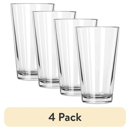 Pacote com 4 Copos de Pint de Vidro Transparente de 470ml Copos Duráveis Empilháveis para Cerveja, Leite, Água Uso Diário