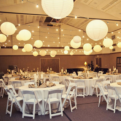30Pcs/set White Paper Lanterns Chinese Hanging Round Lantern Lamp for Wedding Anniversary Birthday Party Decoration Christmas