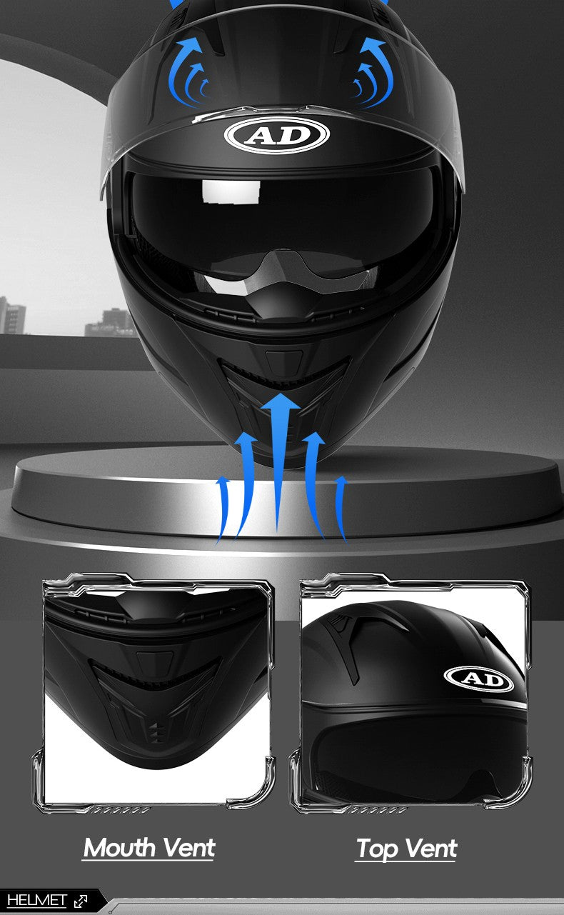 AD Capacete integral descoberto para homens, outono e inverno, quente, para motociclismo, indispensável