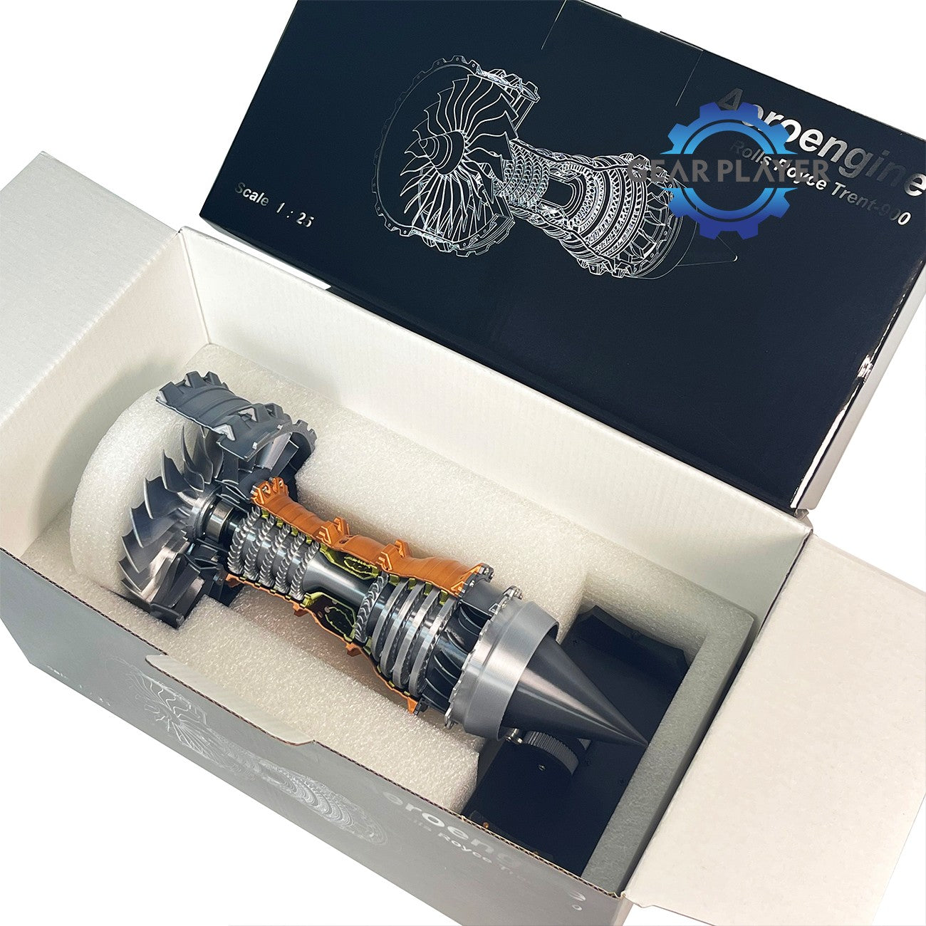 Kit de Modelo de Motor Turbojato com Velocidade Ajustável e Simulação de Chama Traseira para Montagem DIY e Projetos de Ciência