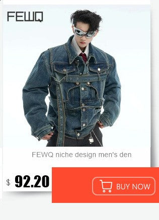 FEWQ Niche Design Men's PU Leather Coats Stand Collar Solid Color Zipper Metal Design Shoulder Pads Male Short Jacket 24K5931