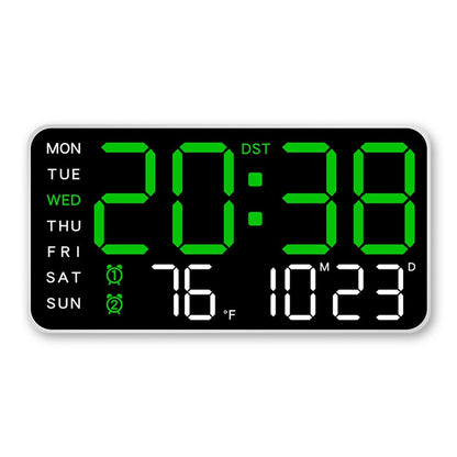 Large Digital Wall Clock Week Date Temperature Display Voice Control Table LED Alarm Clocks Brightness Adjustable 12/24H Clock