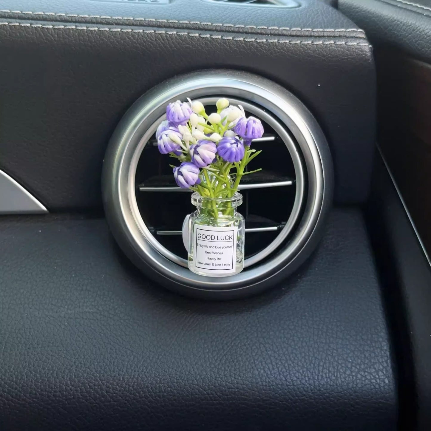Enfeites de clipe de saída de ar do console central do carro, flores simuladas, clipe de carro, enfeites de vaso de vidro de jasmim, respira bebê para meninas, decorações