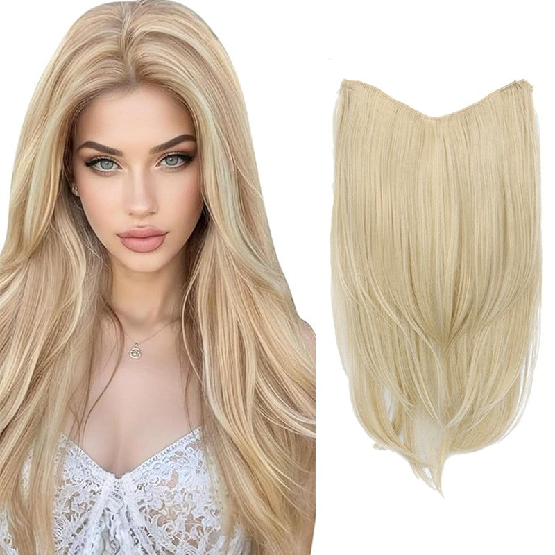 Aplique de Cabelo Sintético de 22 Polegadas, Uma Peça | Pontas Viradas para Dentro | Clips BB Fácil de Usar, Sem Danos | Volume e Comprimento Instantâneos