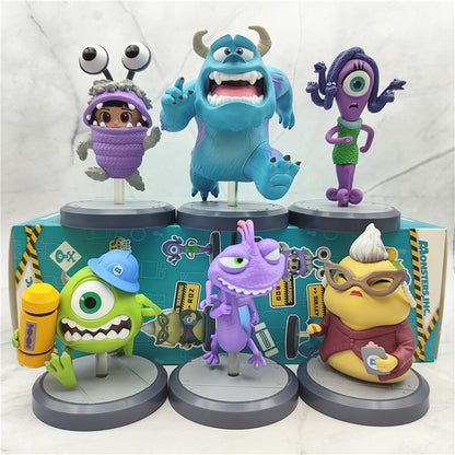 6pçs/conjunto Monstros Universidade Sullivan Michael Brinquedos Fofos de Bonecos de Anime 7-10CM