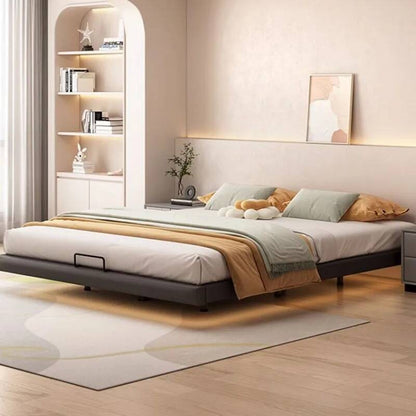 Estrutura de Cama King Size Quarto de Casal Queen Moderna de Luxo Preta Estrutura de Cama de Metal Lounge Cama Elástica Pula Móveis que Economizam Espaço