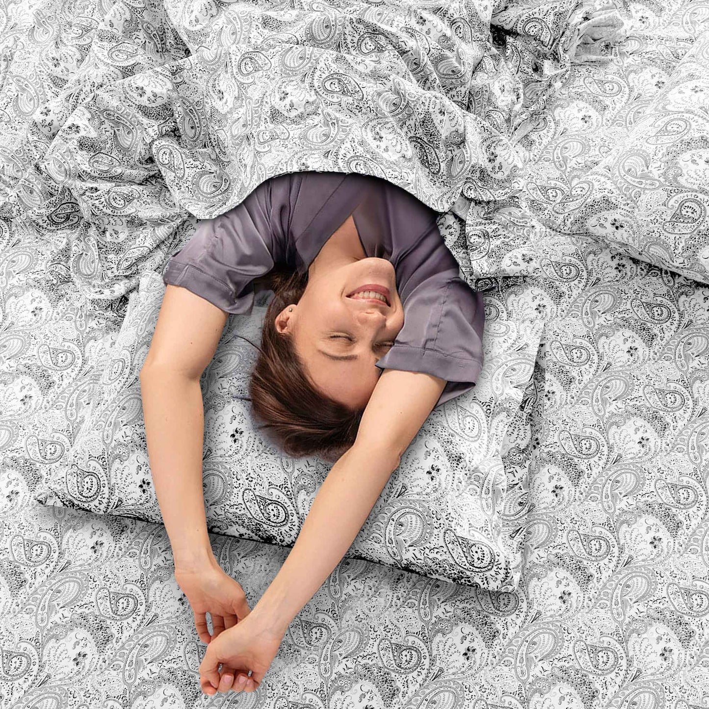 Lux Decor 4-Piece Paisley Bed Sheet Set – Soft Brushed Microfiber Sheets with 16" Deep Pockets – Wrinkle-Resistant Bedding