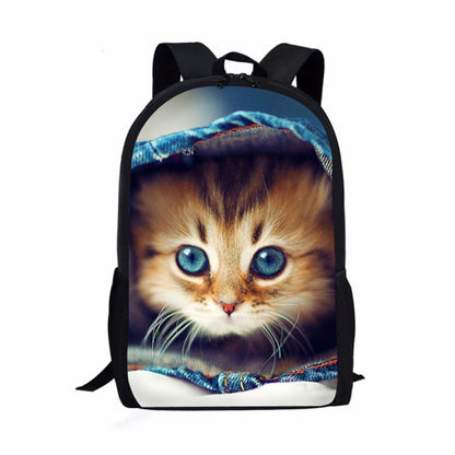 Mochilas de cadernos populares de gato da moda Mochilas escolares para alunos Mochilas para laptop de meninos/meninas à prova d'água de Oxford com estampa 3D
