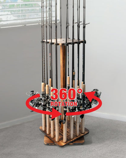 Suportes para Vara de Pesca para Garagem, Rack Giratório de 360 Graus para Varas de Pesca, Suporte de Chão para até 16 Varas
