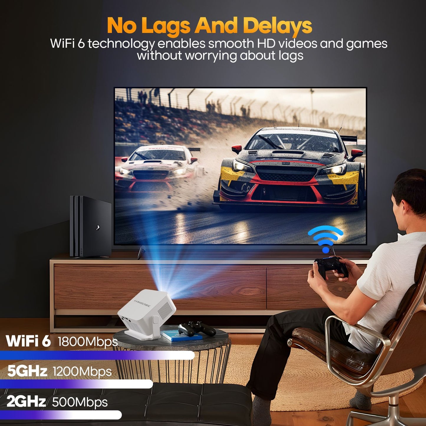 Magcubic Auto Focus Android 14 Portable Projector 8K 400ANSI WiFi 6 Projector Support Full HD 720P Home Outdoor Cinema Max HY300