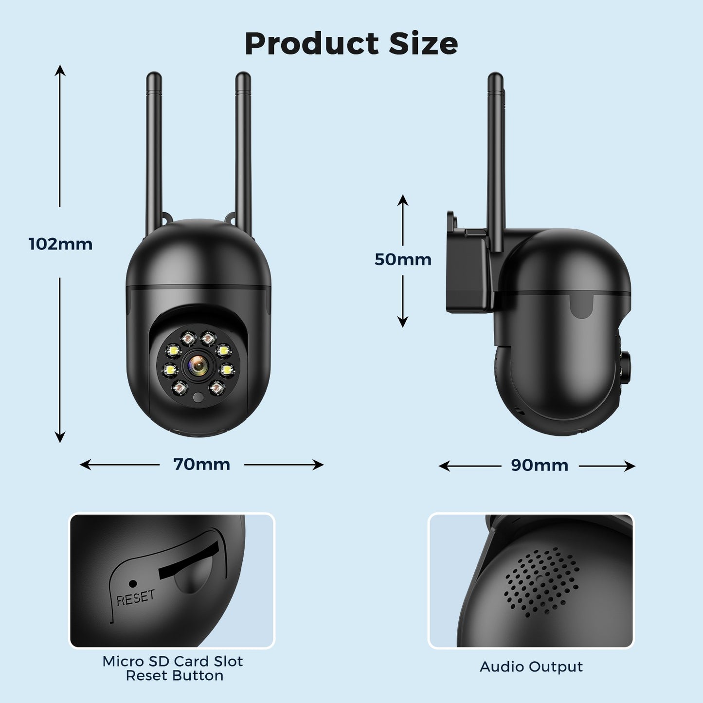 2pcs-Pack iCSee 5MP Mini PTZ WiFi IP Camera with AI Human Detection Color Night Vision for Outdoor Video Surveillance 4MP 2MP