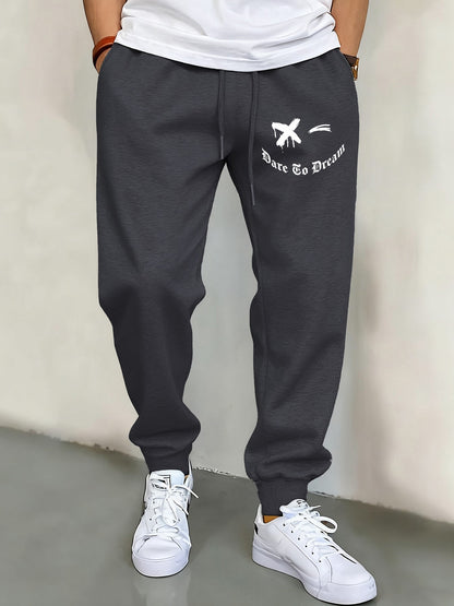 We Will Dare To Dream Design Men'S Elastic Waist Pants Jogger Fleece Drawstring Long Pant Fashion Casual Male Sports Sweatpants