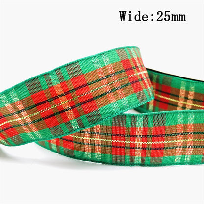 5yards/Lot 10mm 25mm Plaid Ribbon Christmas Decor Ribbon For Handmade Design Christmas Decoration DIY Gift Wrapping