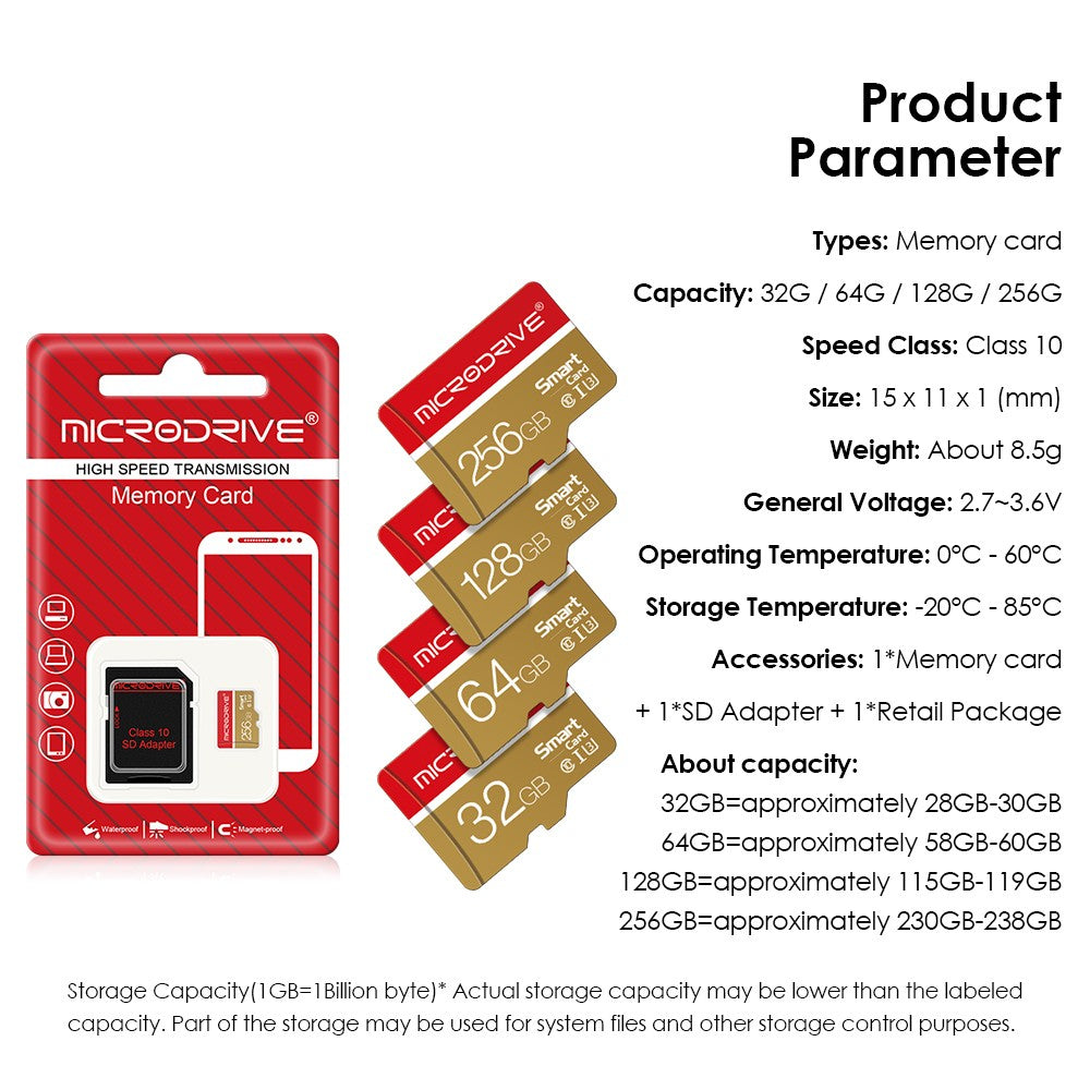 Cartão de Memória 16G 32GB 64GB 128GB 256GB U3 Mini Cartão SD Classe 10 Cartões Micro TF SD para Celular Fone de Ouvido Caixa de Som Câmera HD PSP