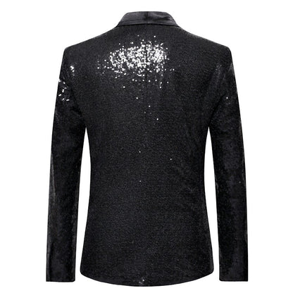 Shiny Gold Men Sequin Glitter Embellished Blazer Jacket, Nightclub Prom Suit Coats Mens Costume Homme Stage Clothes For singers