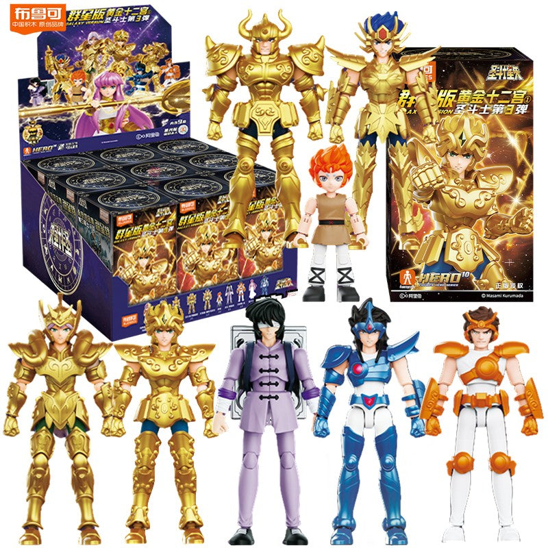 Blokees Galaxy Versão Gold Saint Boneco de Ação Libra Dohko Sagitário Campeão Seiya Mu Aiolia Brinquedos de Montar Presente Infantil