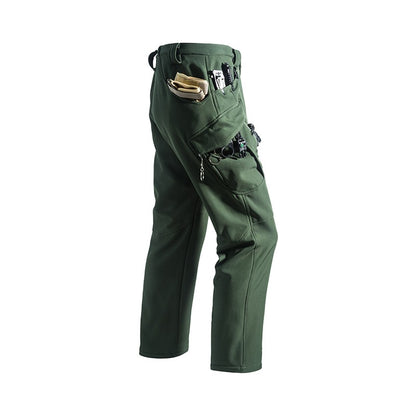 Men Winter Autumn Warm Fleece Pants Waterproof Hiking Camping Climbing Cargo Military Tactical Casual Trousers Softshell Elastic