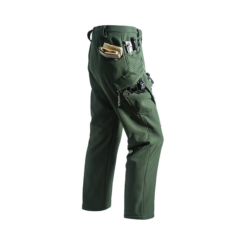Men Winter Autumn Warm Fleece Pants Waterproof Hiking Camping Climbing Cargo Military Tactical Casual Trousers Softshell Elastic