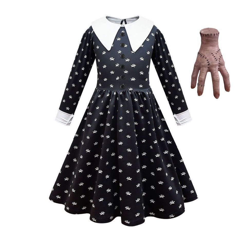 Girls Princess Dress Child Birthday Party Layered Disguise Kids Cosplay Halloween Fantasy Dark Gothic Dancing Costume 4-12Years
