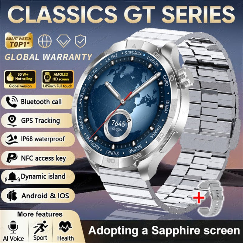 2026 Smartwatch com Display AMOLED Sempre Ativo, NFC, Chamada Bluetooth, Trajetória GPS, Impermeável, Saúde e Esporte, para Homens, Compatível com Android e iOS