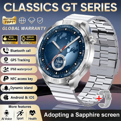2026 Smartwatch com Display AMOLED Sempre Ativo, NFC, Chamada Bluetooth, Trajetória GPS, Impermeável, Saúde e Esporte, para Homens, Compatível com Android e iOS