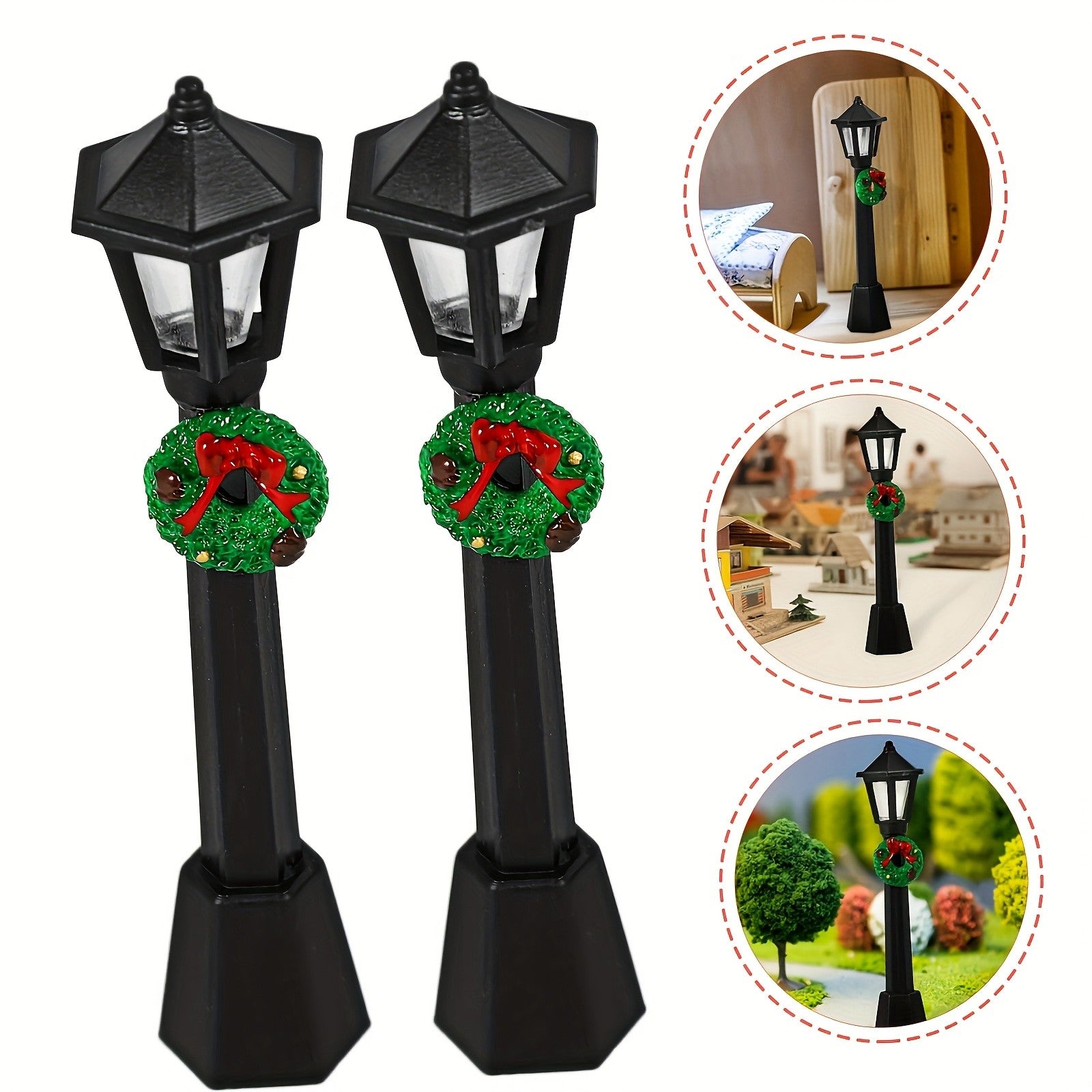 3pcs/5pcs mini Christmas street light ornaments, small plastic lantern decorations, no power supply required, suitable for dollh